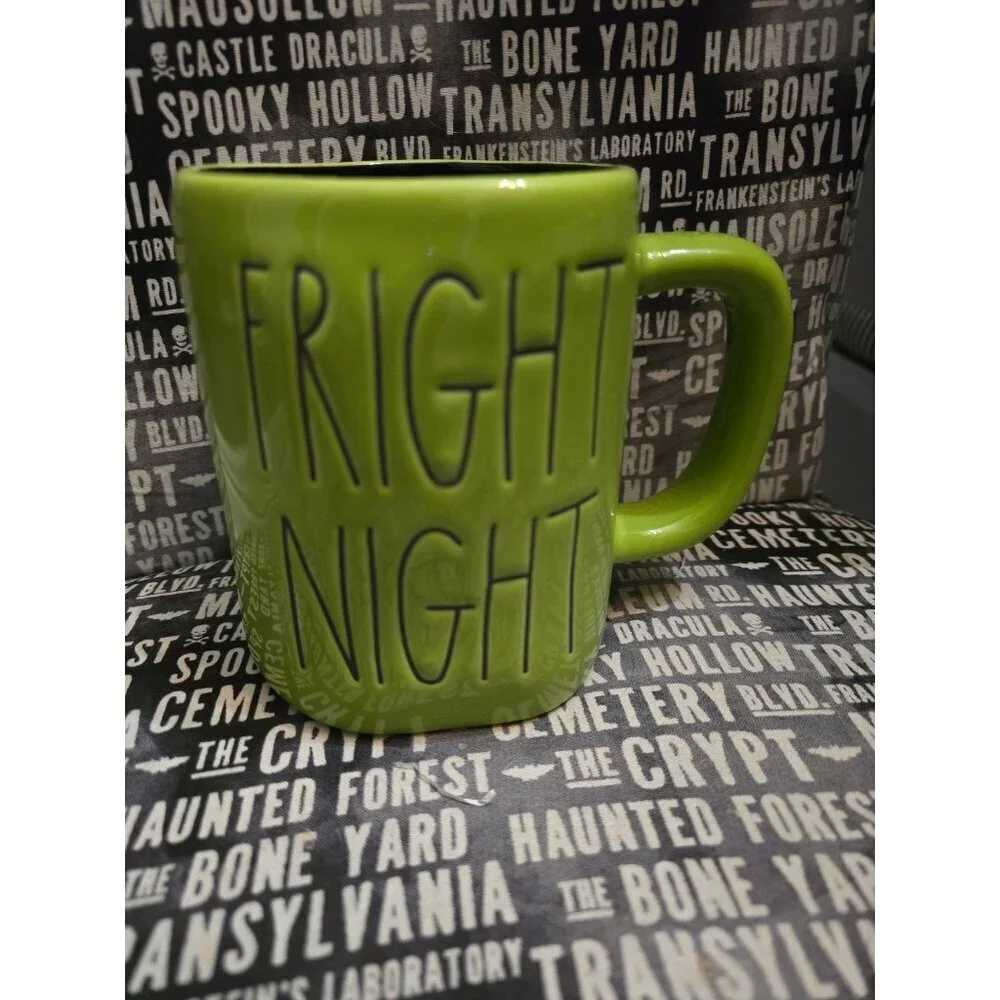 Rae Dunn Fright Night Neon Green Halloween Coffee Mug